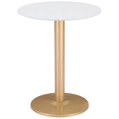 Zuo Alto 23 1/2" Wide White And Gold Bistro Table