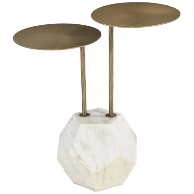 Zuo Anten Side Table Brass & White