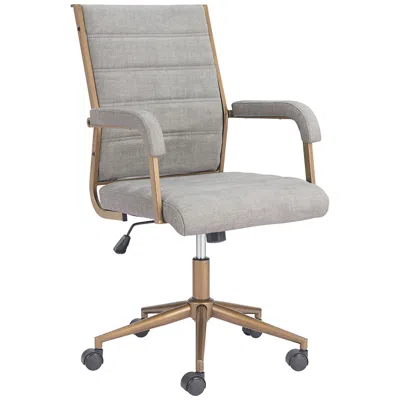 Zuo Auction Gray Faux Leather Adjustable Swivel Office Chair