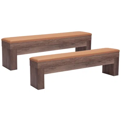 Zuo Bonker Storage Bench (set Of 2) Brown