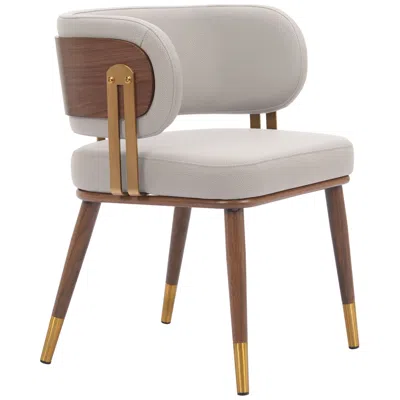 Zuo Brew Dining Chair Beige & Walnut In Brown
