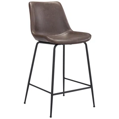 Zuo Byron 26 1/2" Brown Fabric Counter Height Modern Bar Stool