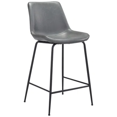 Zuo Byron 26 1/2" Gray Fabric Counter Height Modern Bar Stool