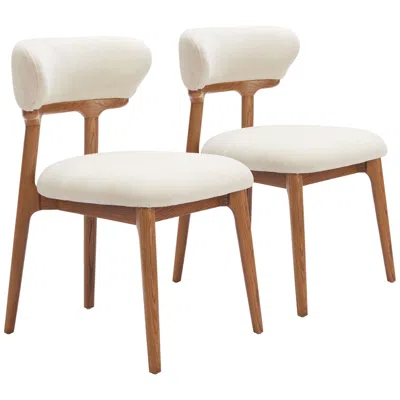 Zuo Cedar Dining Chair (set Of 2) White & Walnut