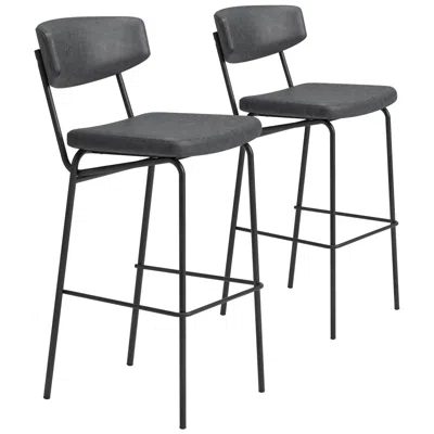Zuo Charon Barstool Vintage Black
