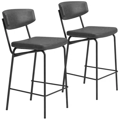 Zuo Charon Counter Stool (set Of 2) Vintage Black
