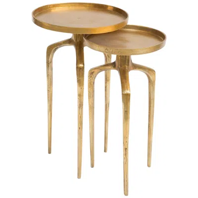 Zuo Como Antique Gold Tripod Accent Modern Tables Set Of 2