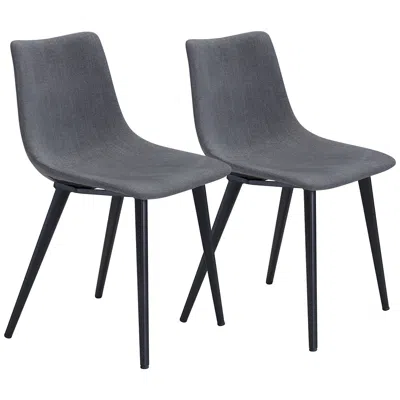 Zuo Daniel Gray Faux Leather Dining Chairs Set Of 2