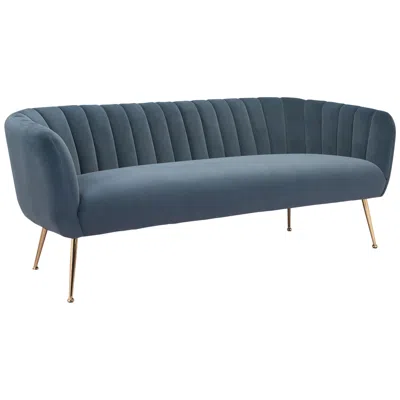 Zuo Deco 70" Wide Gray Velvet Channel Tufted Modern Sofa
