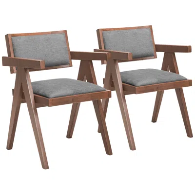 Zuo Delhi Dining Chair (set Of 2) Gray & Walnut