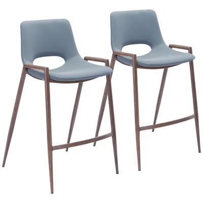 Zuo Desi 25 1/2" Gray Faux Leather Modern Counter Chairs Set Of 2