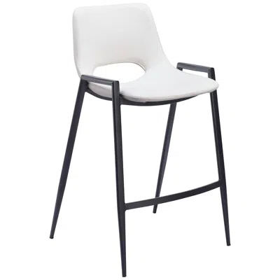 Zuo Desi 26" White Faux Leather Counter Stools Set Of 2