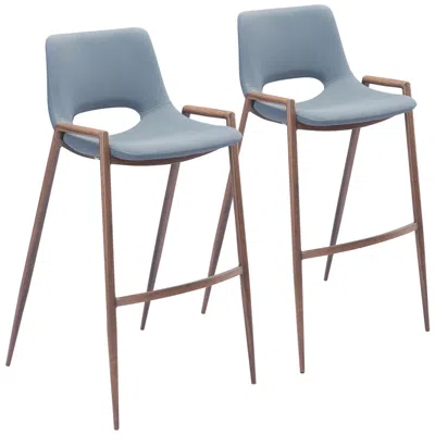 Zuo Desi 29 1/4" Gray Faux Leather Modern Bar Chairs Set Of 2