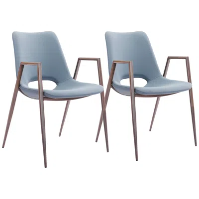 Zuo Desi Gray Faux Leather Dining Chairs Set Of 2