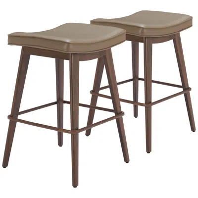 Zuo Divat Barstool Taupe & Walnut
