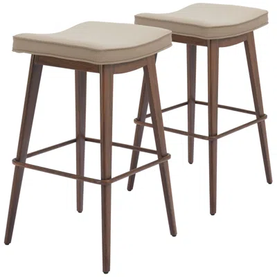 Zuo Divat Counter Stool Beige & Walnut