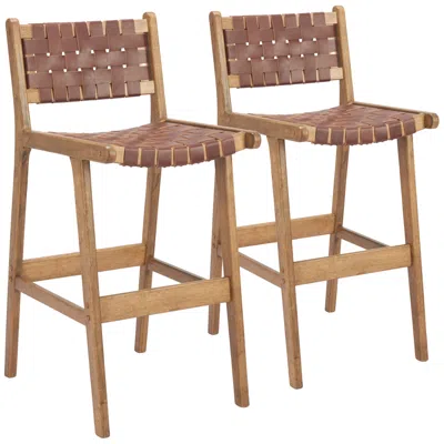 Zuo Feder Barstool (set Of 2) Brown