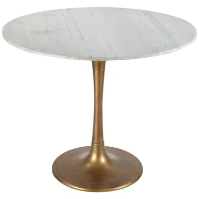 Zuo Fullerton 36" Wide White And Gold Round Modern Dining Table
