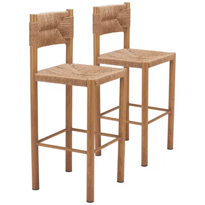Zuo Iska Barstool Natural Set Of 2