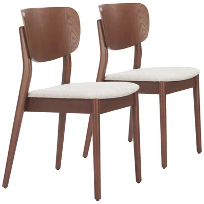 Zuo Kellua Dining Chair (set Of 2) Beige & Walnut