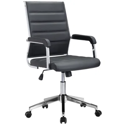 Zuo Liderato Black Faux Leather Adjustable Swivel Office Chair
