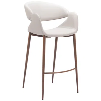 Zuo Limay Barstool Beige & Walnut
