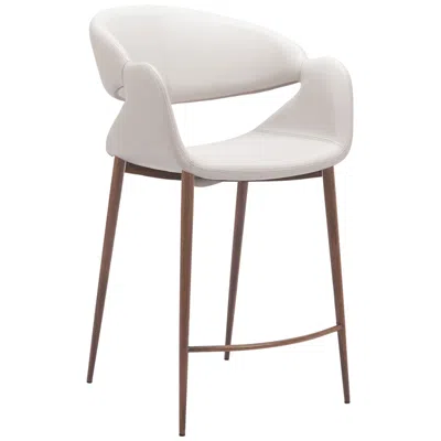 Zuo Limay Counter Stool Beige & Walnut In White