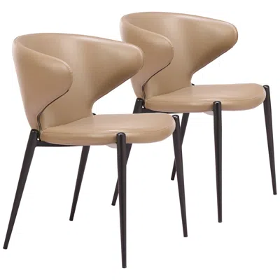 Zuo Lino Dining Chair (set Of 2) Taupe In Brown