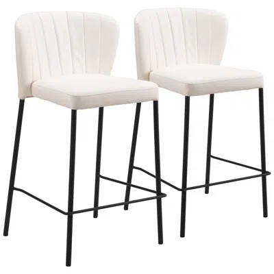 Zuo Linz Counter Stool (set Of 2) Cream