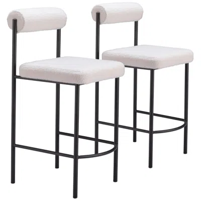Zuo Livorno Counter Stool (set Of 2) Ivory In White