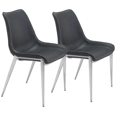 Zuo Magnus Black Faux Leather Dining Chairs Set Of 2