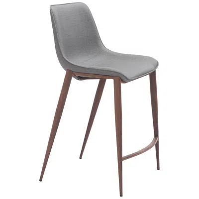 Zuo Magnus Counter Stool (setof 2) Slate Gray & Walnut
