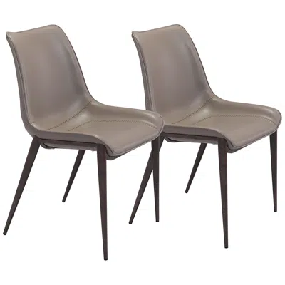 Zuo Magnus Gray Faux Leather Dining Chairs Set Of 2
