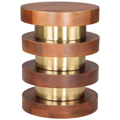 Zuo Marigot 15" Wide Walnut And Gold Brushed Steel End Table