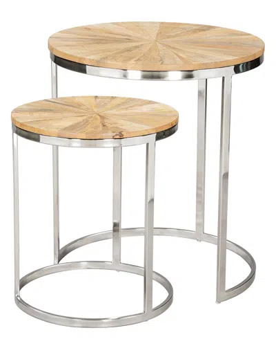 Zuo Modern 2pc Bari Nesting Table Set In Silver