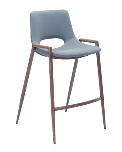 Zuo Modern Desi Counter Chair (set Of 2) In Blue