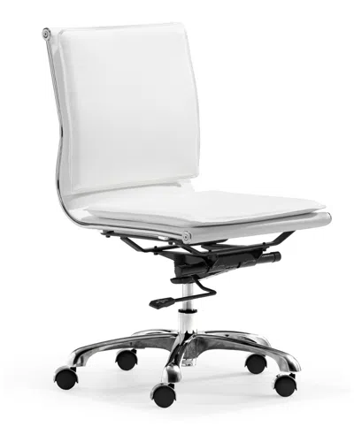 Zuo Modern Lider Plus Armless Office Chair In White