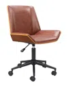 Zuo Modern Maker Office Chair Brown In Brown