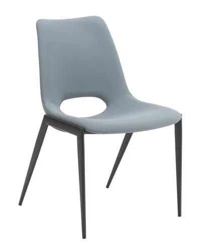 Zuo Modern Set Of 2 Desi Armless Dining Chairs In Blue