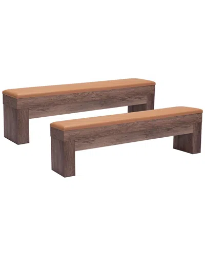 Zuo Modern Zuo Set Of 2 Bonkers Storage Bench In Brown