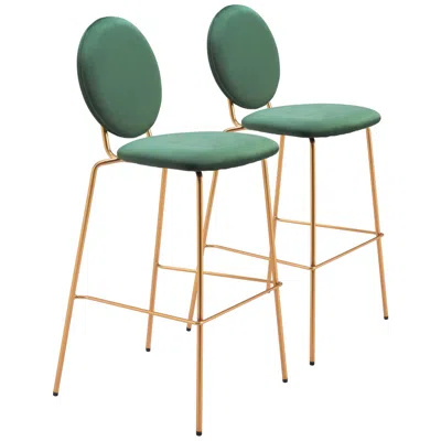 Zuo Odessa Barstool Green & Gold