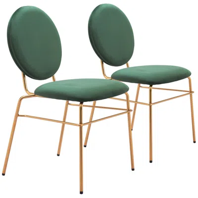Zuo Odessa Dining Chair (set Of 2) Green & Gold