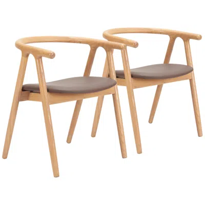 Zuo Peker Dining Chair (set Of 2) Brown & Natural