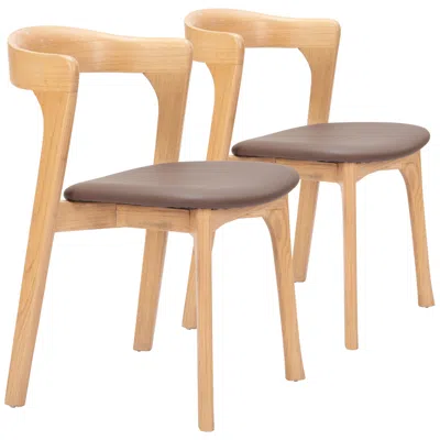 Zuo Pioro Dining Chair (set Of 2) Brown & Natural