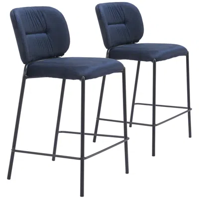 Zuo Plat Counter Stool Blue