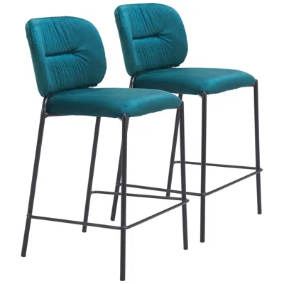 Zuo Plat Counter Stool Green
