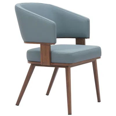 Zuo Poise Dining Chair Blue & Walnut