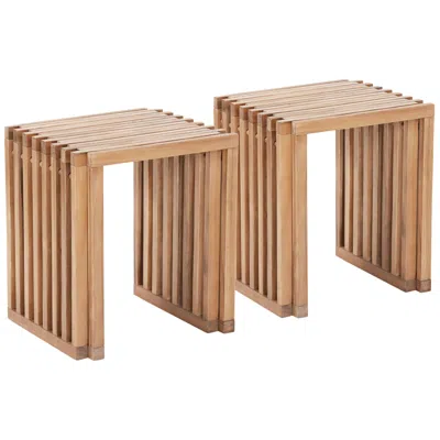 Zuo Riviera Extendable Stool Natural Set Of 2