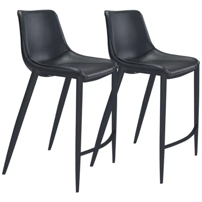 Zuo S/2  Magnus Bar Chair Black