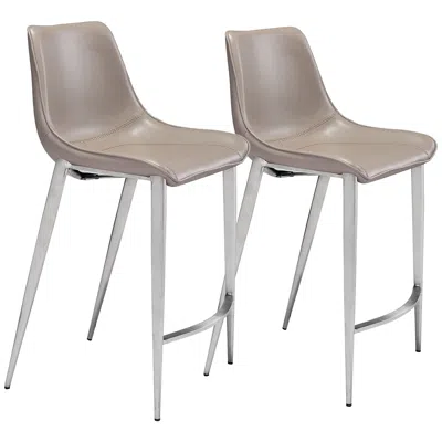 Zuo S/2  Magnus Counter Chair Gray & Silver